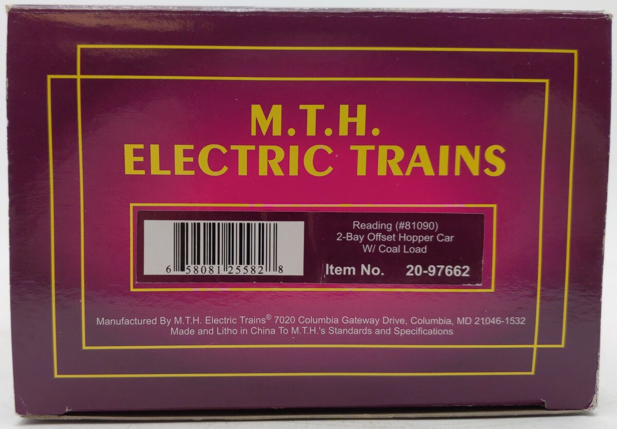 MTH 20-97662 O Reading 2-Bay Offset Hopper Car #81090 EX/Box