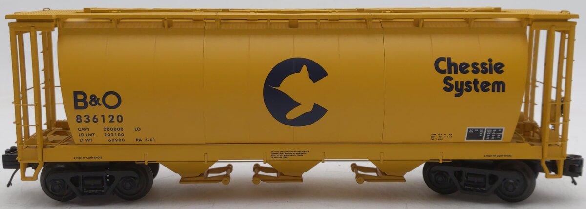 MTH 20-97689 O Chessie 3-Bay Cylindrical Hopper Car #836120