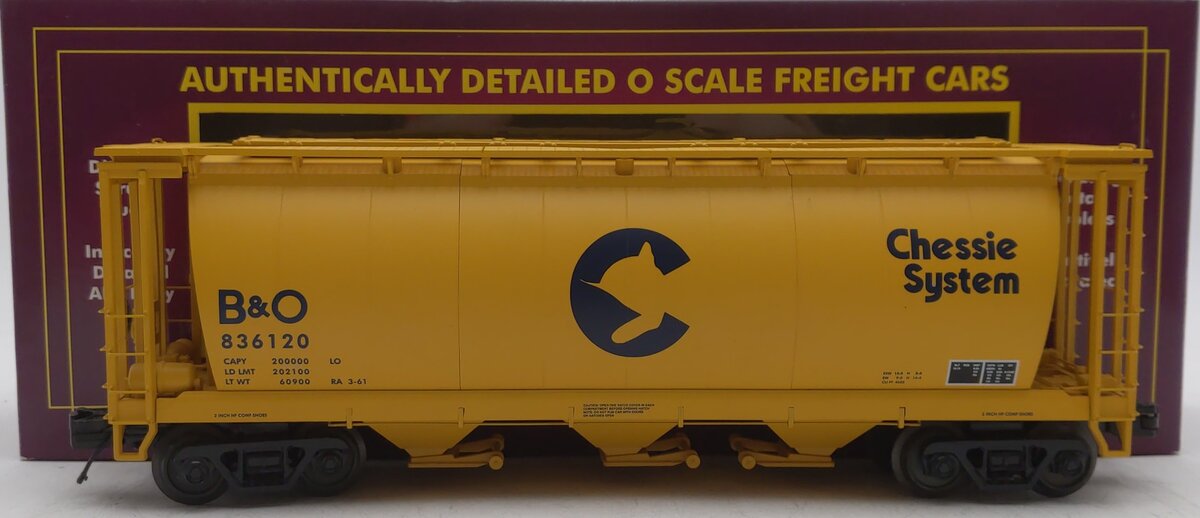 MTH 20-97689 O Chessie 3-Bay Cylindrical Hopper Car #836120