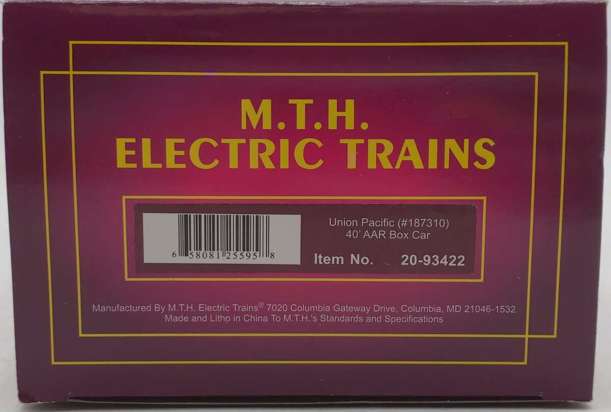 MTH 20-93422 Union Pacific 40’ AAR Boxcar #187310
