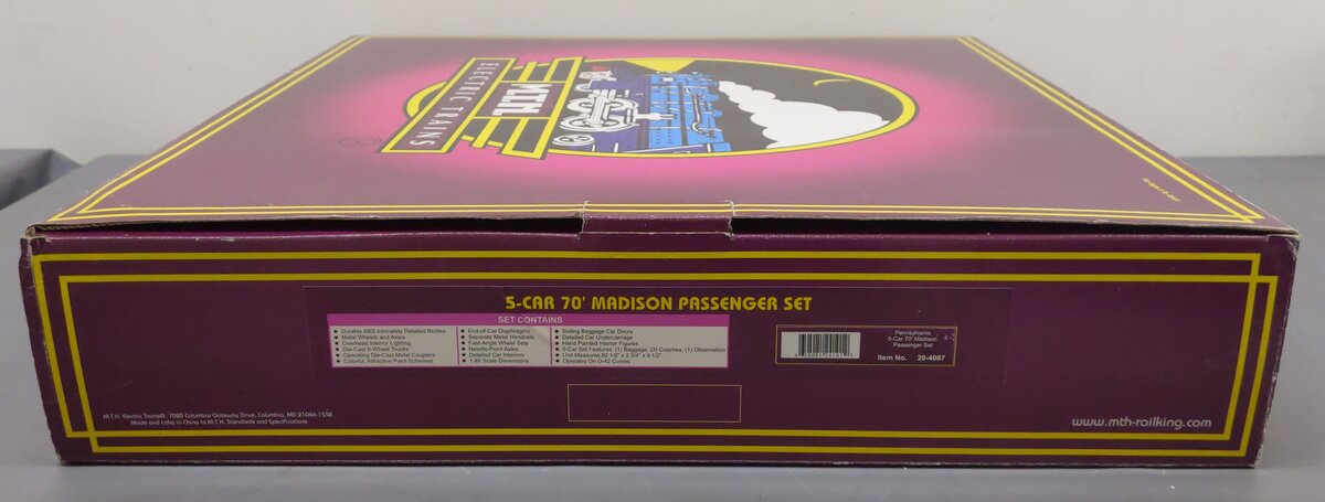 MTH 20-4087 O Pennsylvania 70' Madison Passenger Car Set (Set of 5) LN/Box