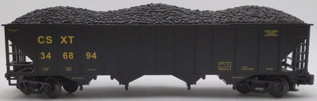 MTH 20-97407 O CSX 4-Bay Hopper Car w/ Coal Load #346894 LN/Box