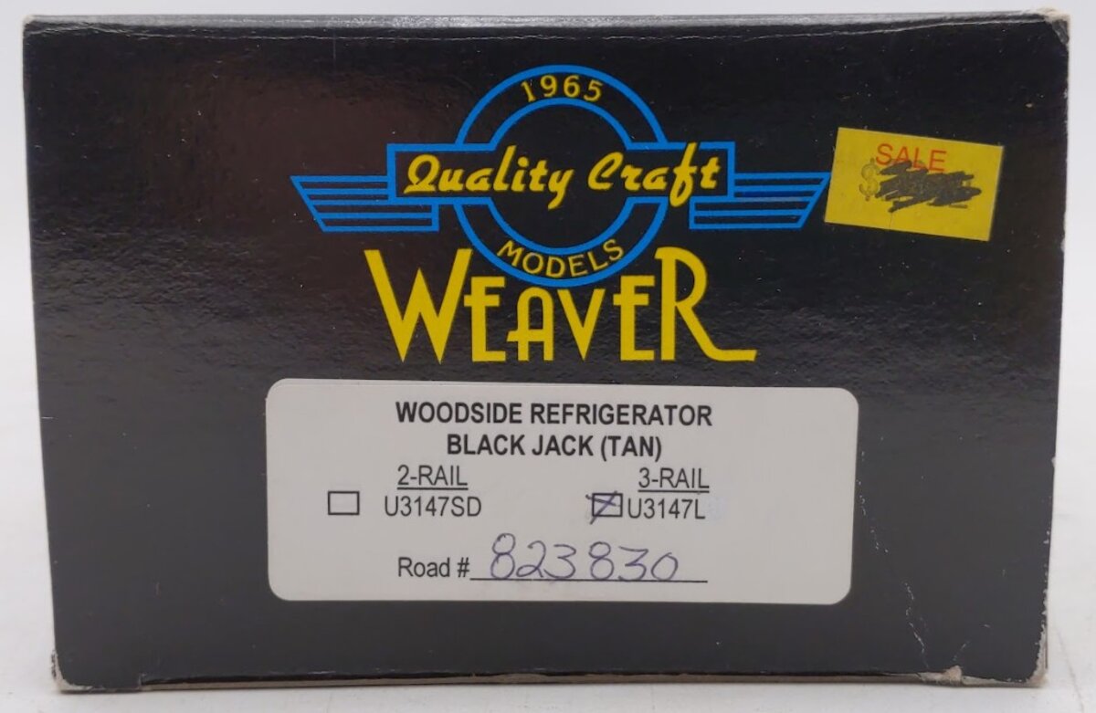 Weaver U3147L O Gauge Black Jack (Tan) Woodside Reefer Car #823830 [3-Rail] EX/Box