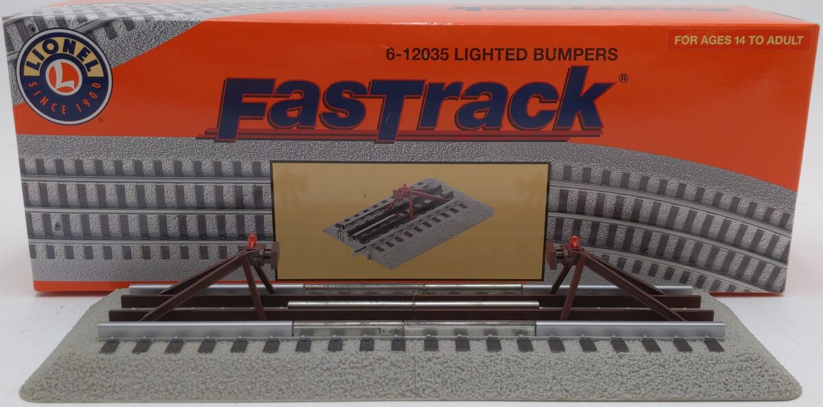 Lionel 6-12035 O Gauge FasTrack Lighted Bumpers (Pack of 2) EX/Box