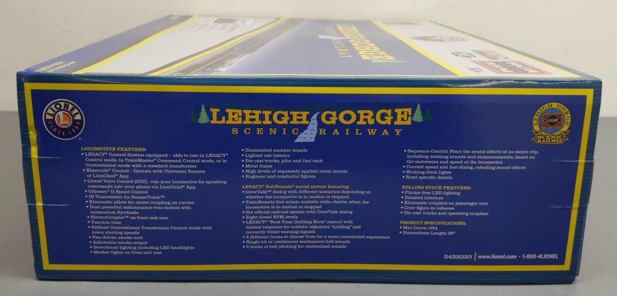 Lionel 2422020 O Lehigh Gorge Scenic Railway Legacy Trains (Set of 5) EX/Box