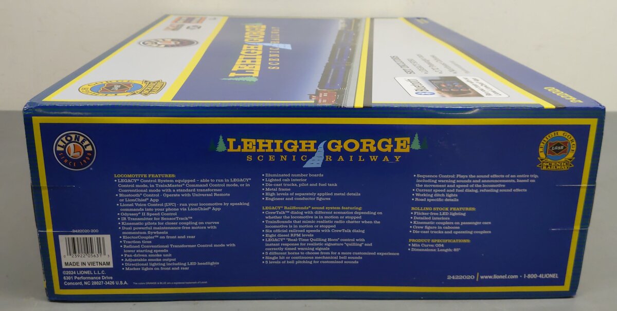 Lionel 2422020 O Lehigh Gorge Scenic Railway Legacy Trains (Set of 5) EX/Box