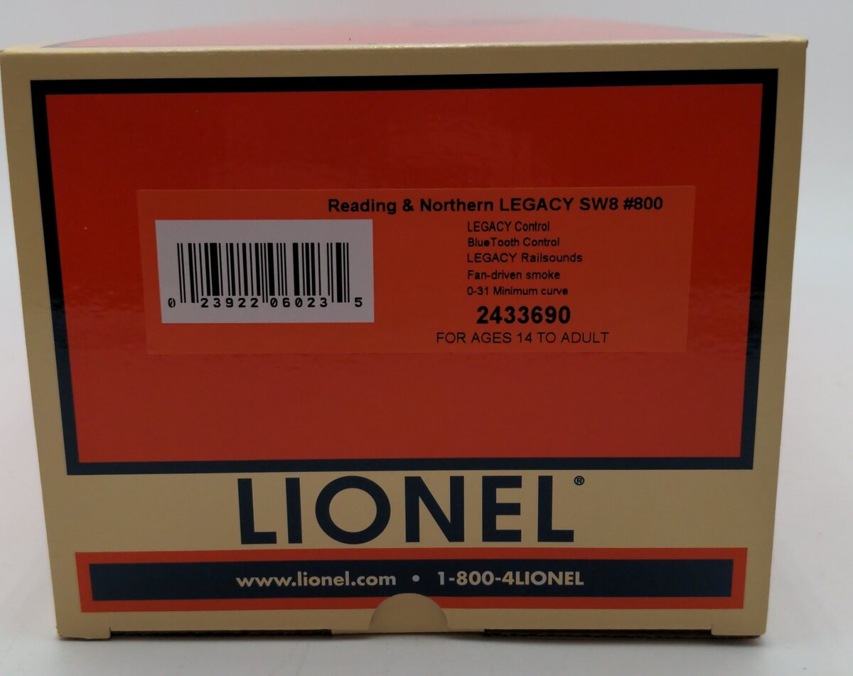 Lionel 2433690 O Reading & Northern Legacy SW8 Diesel Locomotive #800