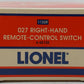 Lionel 6-65122 O 27" Right Hand Remote Control Switch Turnout EX/Box