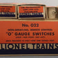Lionel O22 Vintage O Left-Hand & Right-Hand Remote Control Switches (Pair of 2) VG/Box