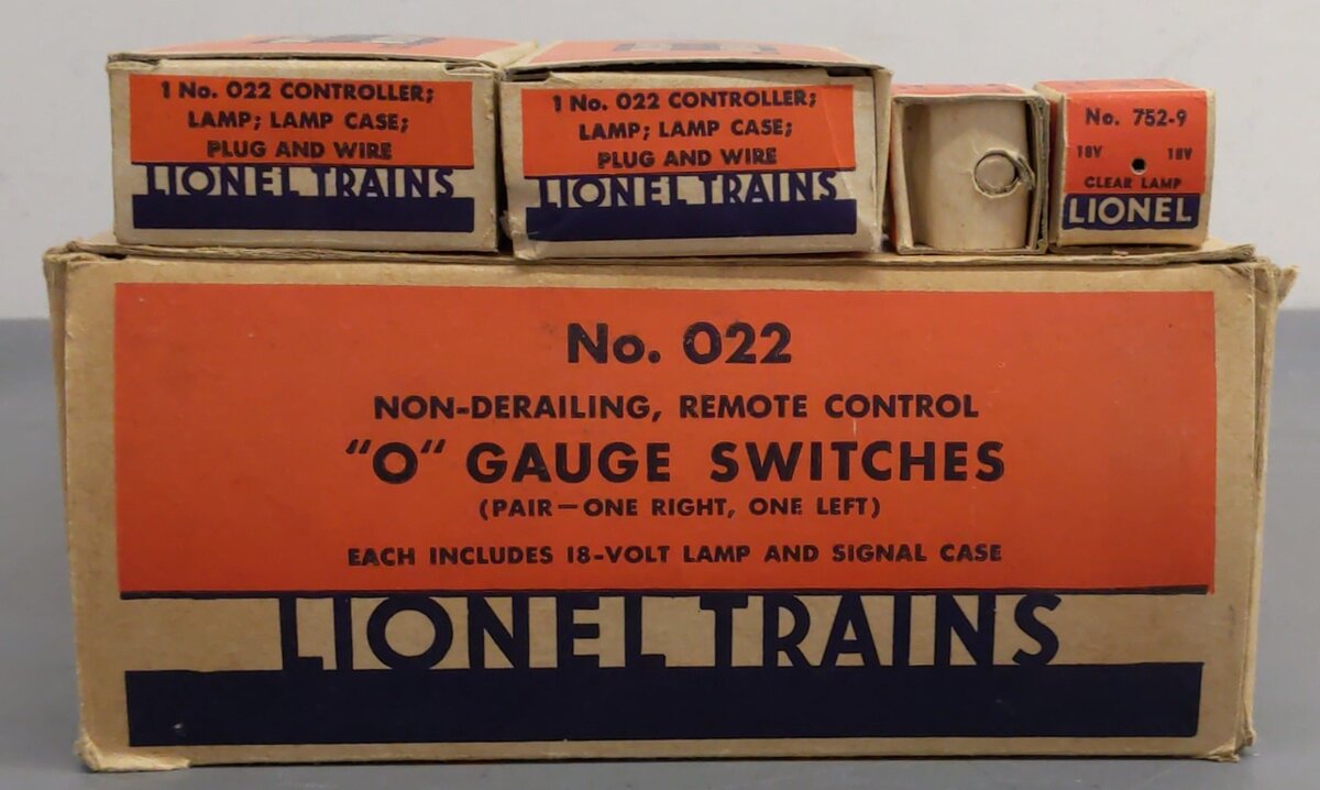 Lionel O22 Vintage O Left-Hand & Right-Hand Remote Control Switches (Pair of 2) VG/Box
