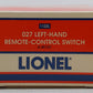 Lionel 6-65121 O 1122L 27" Left Hand Remote Control Switch Turnout EX/Box