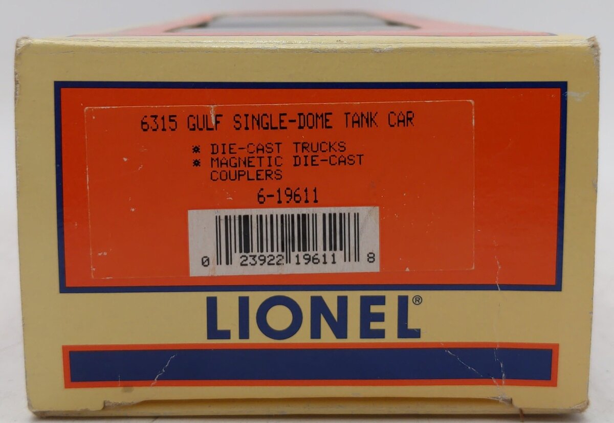 Lionel 6-19611 O Gauge Gulf Single Dome Tank Car #6315 EX/Box