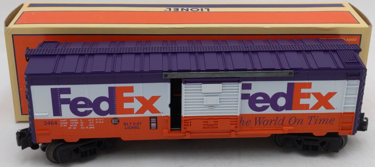 Lionel 6-19835 O Gauge FedEx Operating Boxcar #3464 EX/Box