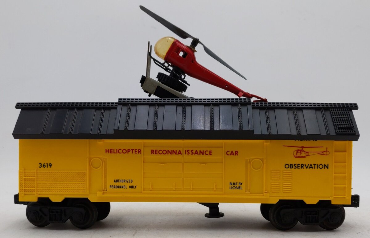 Lionel 3619 Vintage O Operating Helicopter Reconnaissance Car VG/Box