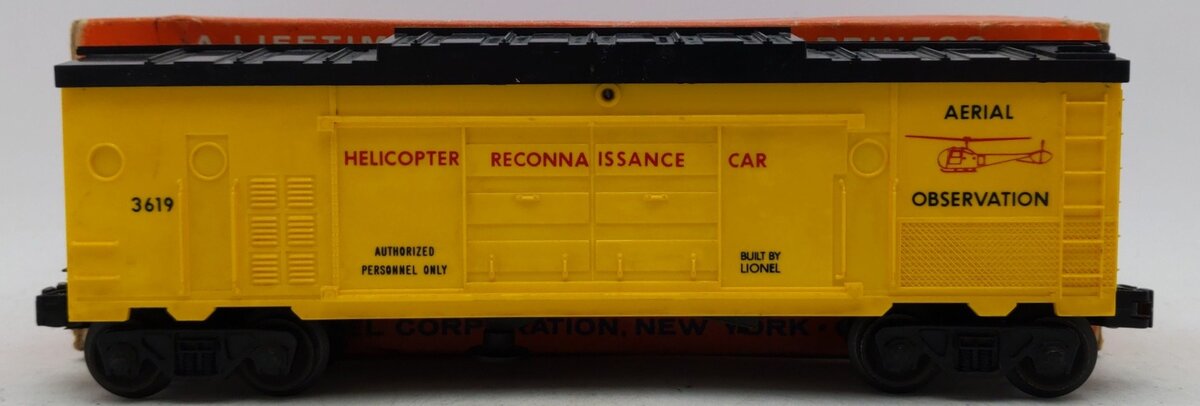 Lionel 3619 Vintage O Operating Helicopter Reconnaissance Car VG/Box