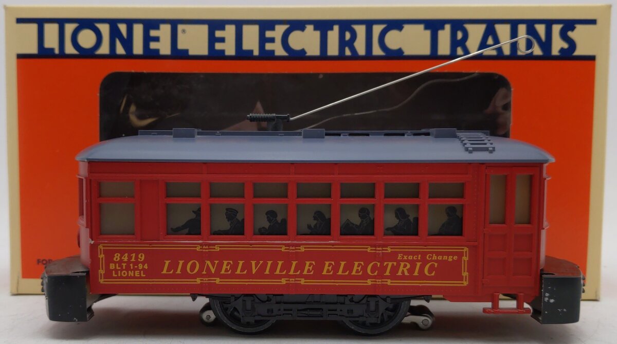 Lionel 6-18419 O Gauge Lionelville Red Operating Trolley #8419 EX/Box
