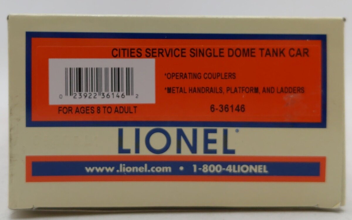 Lionel 6-36146 O Gauge Cities Service Tank Car #11800 EX/Box