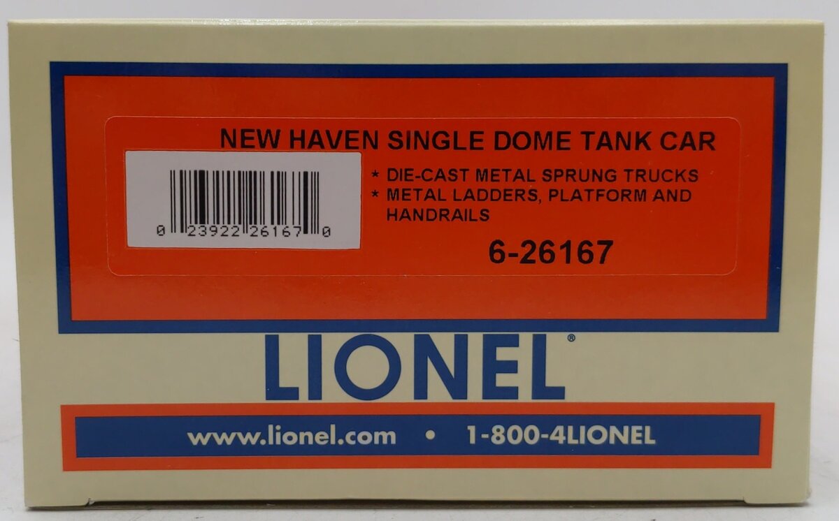 Lionel 6-26167 O Gauge New Haven Single Dome Tank Car EX/Box