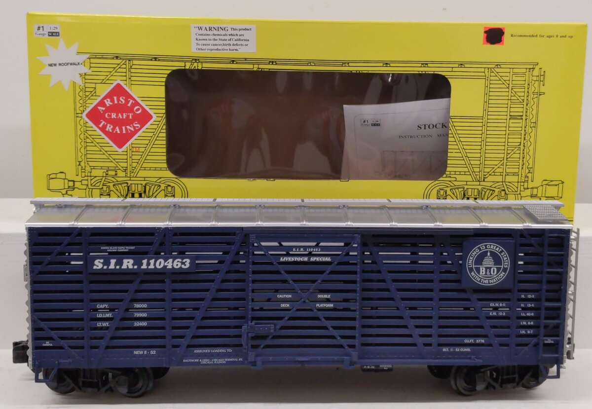 Aristo-Craft 46117 G Scale Baltimore & Ohio Stock Car VG/Box