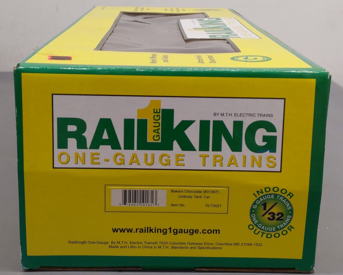 MTH 70-73021 G Scale Bakers Chocolate Unibody Tank Car #31067 LN/Box