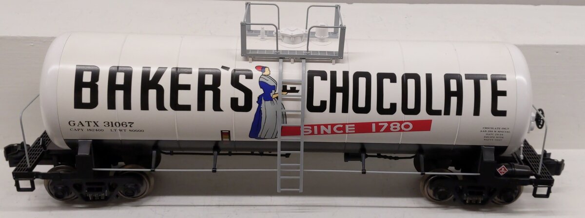 MTH 70-73021 G Scale Bakers Chocolate Unibody Tank Car #31067 LN/Box