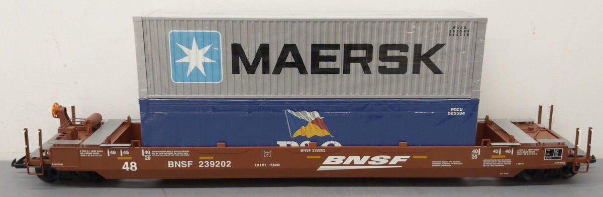 USA Trains R17137 G Scale BNSF Intermodal Container Car w/ 2 Containers NIB