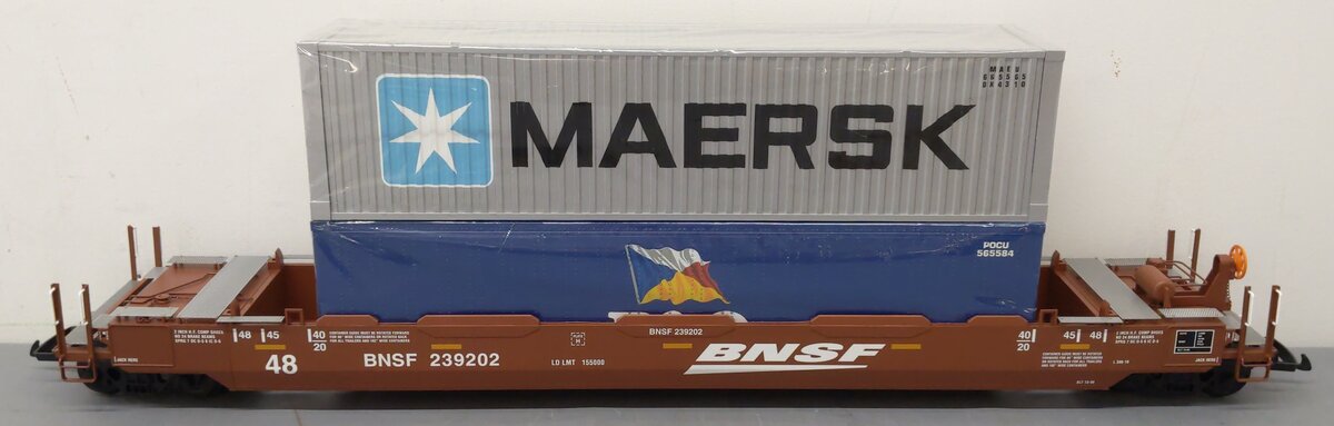 USA Trains R17137 G Scale BNSF Intermodal Container Car w/ 2 Containers NIB