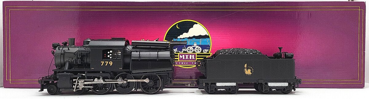 MTH 20-3357-1 O Scale Jersey Central 4-6-0 Camelback w/PS2 (Hi-Rail Wheels) #779 LN/Box