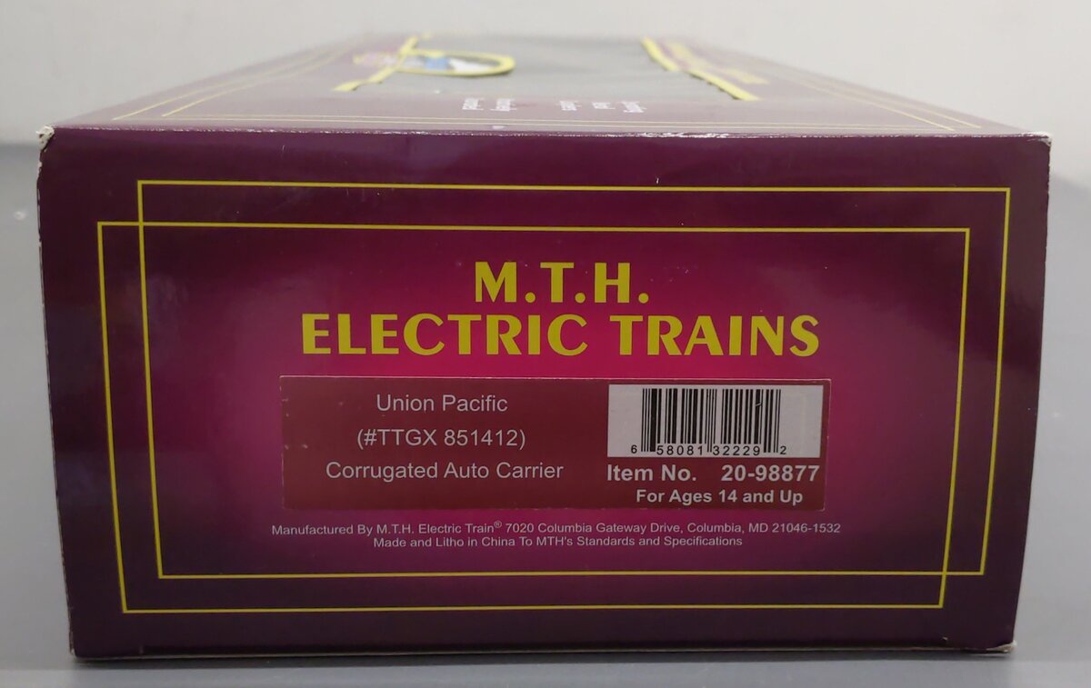 MTH 20-98877 O Union Pacific Corrugated Auto Carrier #851412