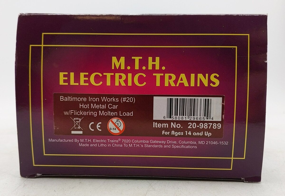 MTH 20-98789 O Gauge Baltimore Iron Works Hot Metal Car #20 LN/Box