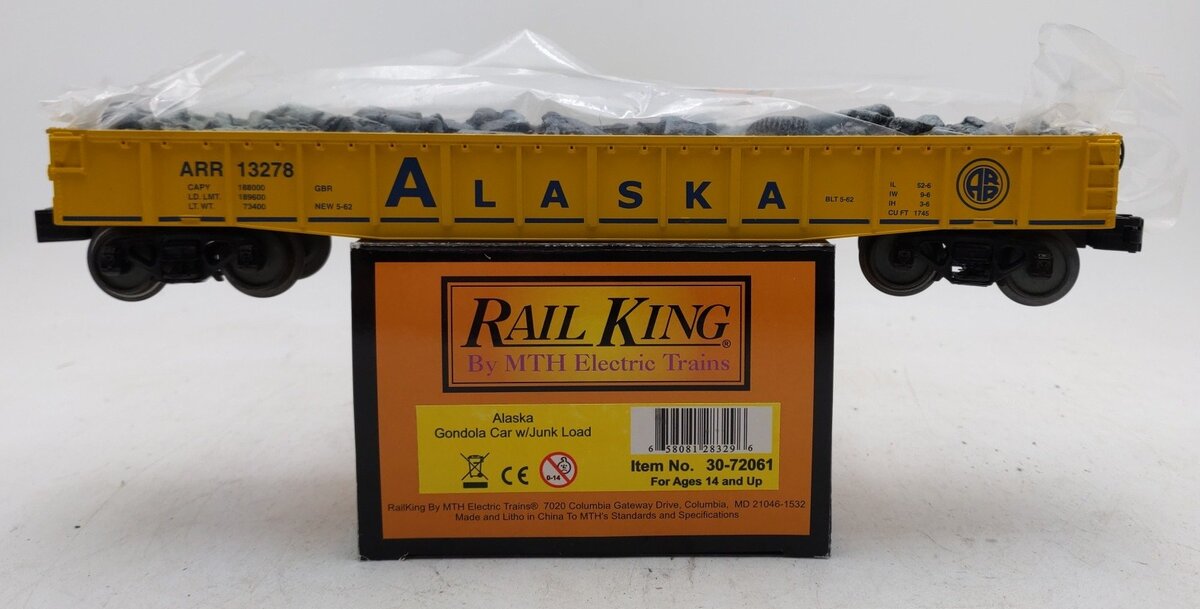 MTH 30-72061 O Gauge Alaska Gondola w/Junk Load LN/Box