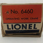 Lionel 6460 Vintage O Bucyrus Erie Crane Car EX/Box