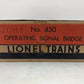 Lionel 450 Vintage O Postwar Operating Signal Bridge VG/Box