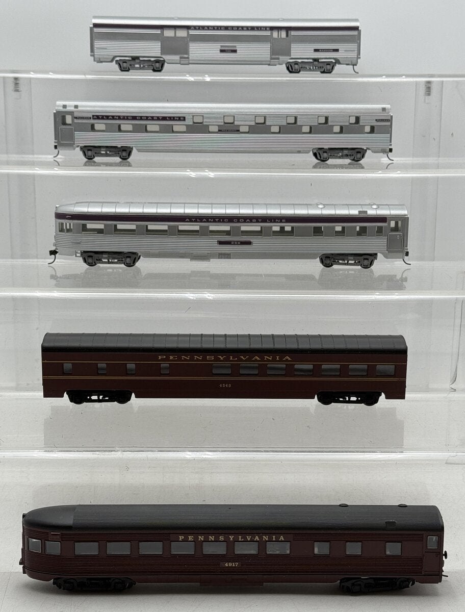 Con-Cor HO Scale Assorted PRR & ACL Passenger Cars [5] VG/Box