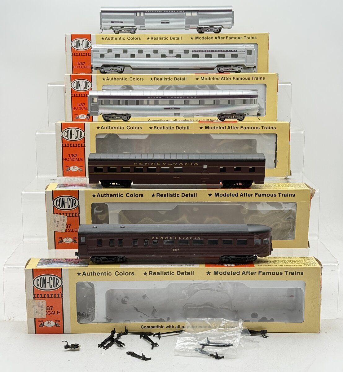 Con-Cor HO Scale Assorted PRR & ACL Passenger Cars [5] VG/Box