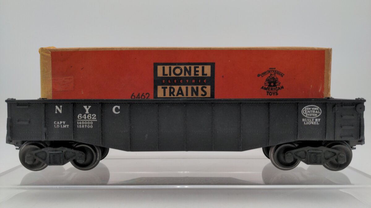 Lionel 6462 Vintage O Gauge New York Central Black Gondola w/No Load EX/Box