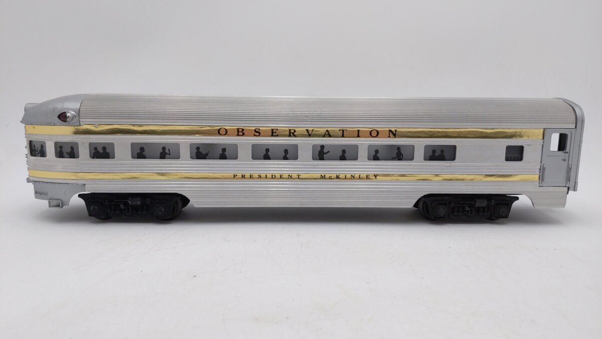 Lionel 2521 Vintage O President McKinley Gold Stripe Aluminum Observation Car VG
