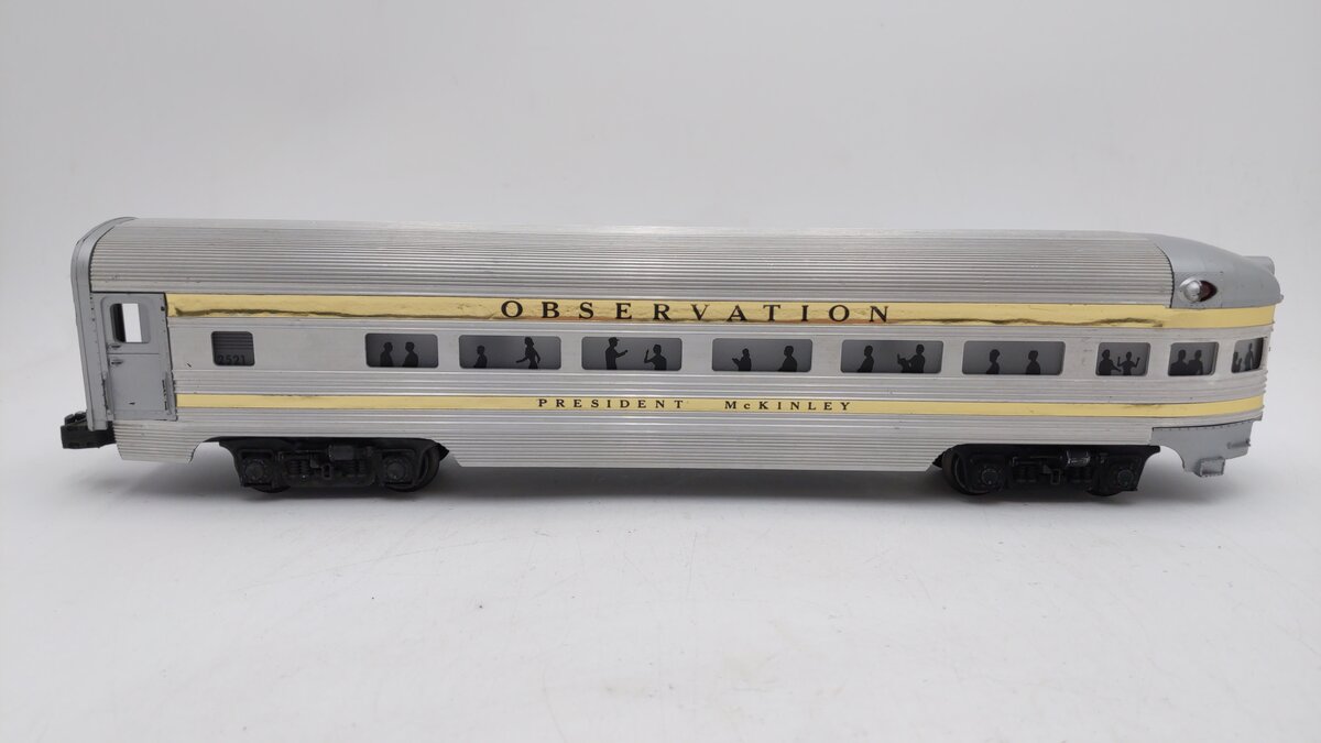 Lionel 2521 Vintage O President McKinley Gold Stripe Aluminum Observation Car VG