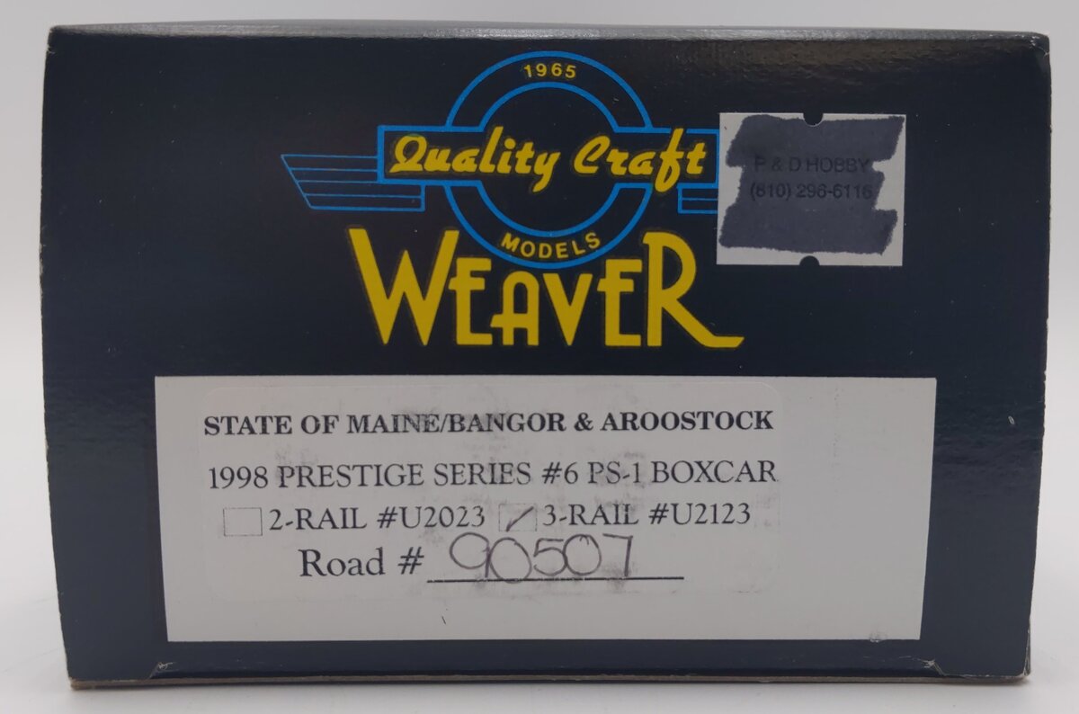 Weaver U2123 O Gauge State of Maine/Bangor & Aroostock PS-1 Boxcar #90507 LN/Box
