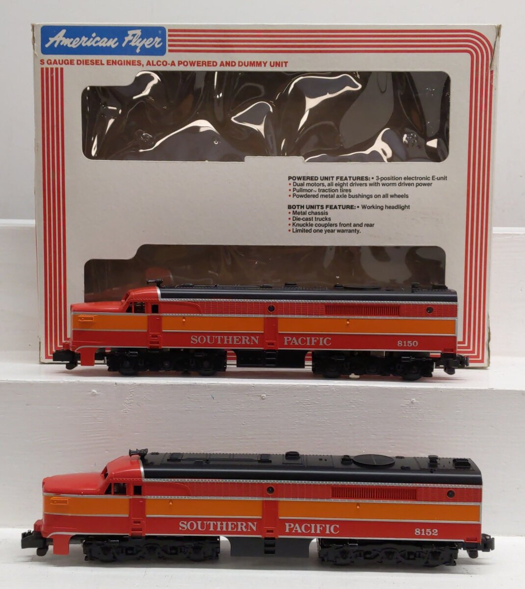 American Flyer 4-8150 S Gauge SP Daylight PA-1 AA Diesel Locomotive Set EX/Box