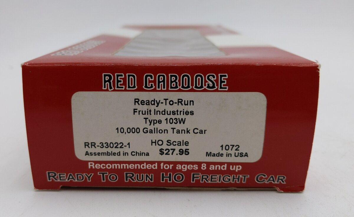 Red Caboose RR-33022-1 HO Scale Fruit Industries 103W 10K Gallon Tank Car #1072 LN/Box