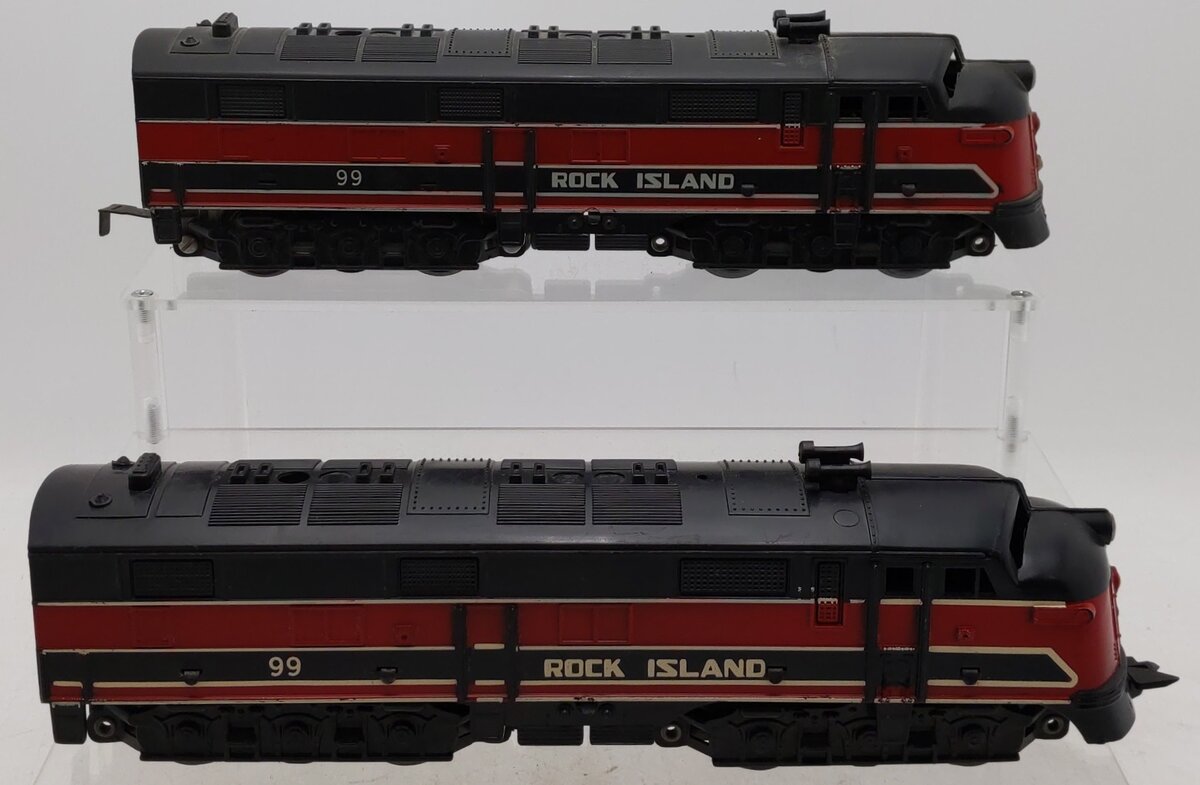 Marx 99 Vintage O Gauge Rock Island EMD E7 AA Diesel Locomotive Set VG