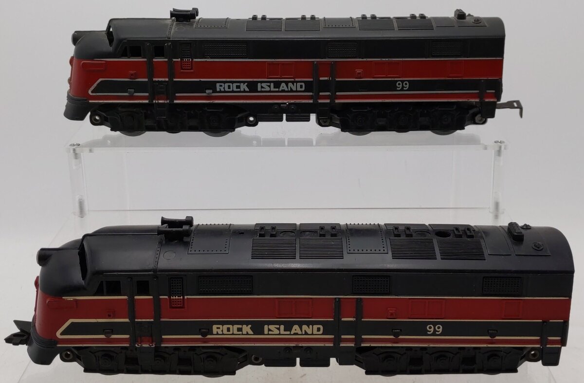 Marx 99 Vintage O Gauge Rock Island EMD E7 AA Diesel Locomotive Set VG