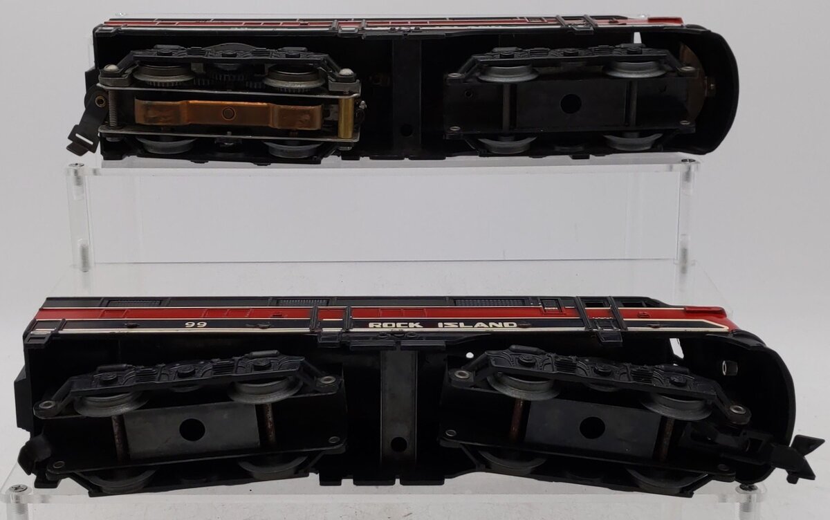 Marx 99 Vintage O Gauge Rock Island EMD E7 AA Diesel Locomotive Set VG