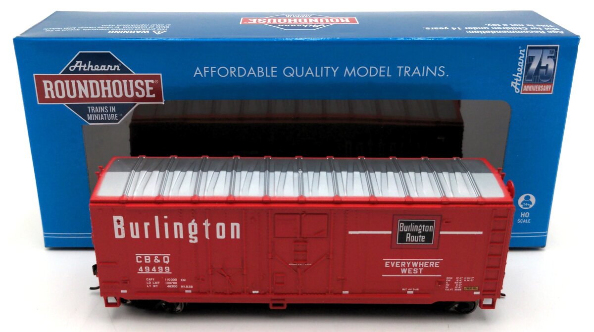 Roundhouse 1004 HO CB&Q 40' Grain Box Car #49499 LN/Box