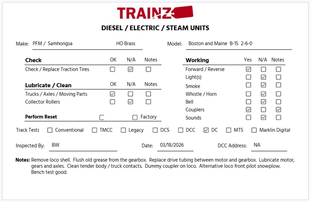 Pacific Fast Mail HO BRASS Central Vermont 2-10-4 Steam Loco/Tender - unpainted EX/Box