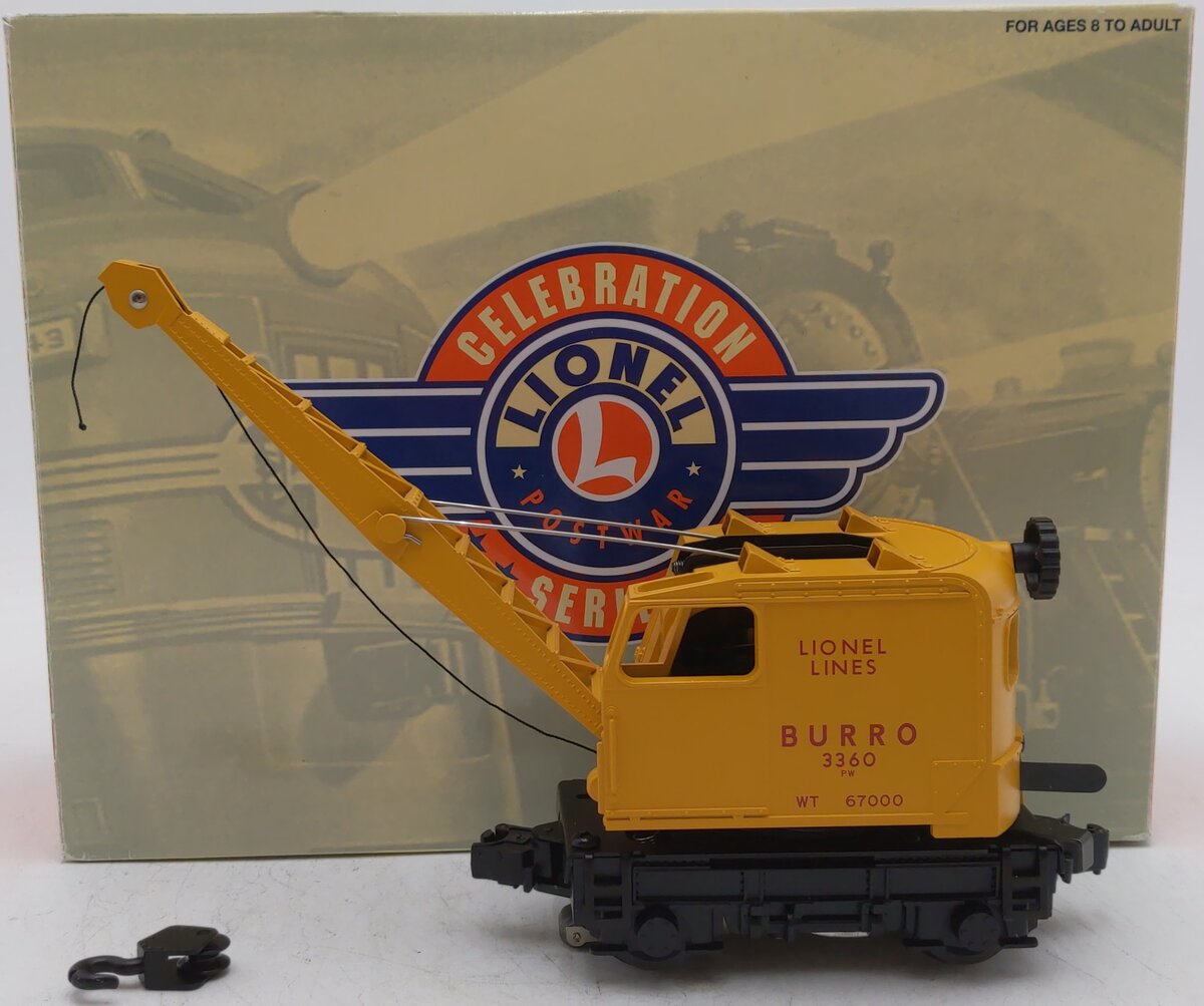 Lionel 6-28414 O Gauge 3360 Burro Crane Motorized Unit PWC LN/Box