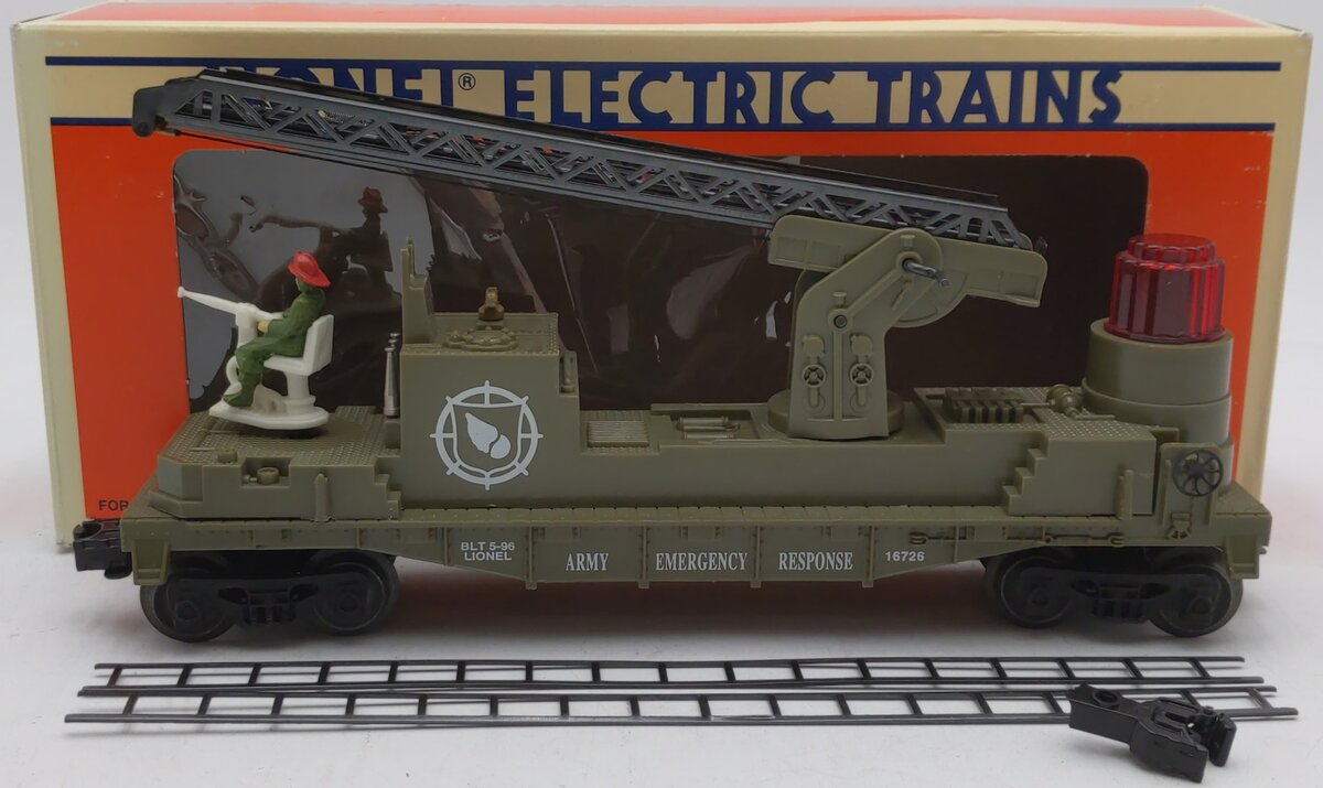Lionel 6-16726 O Gauge Army Fire Ladder Car EX/Box