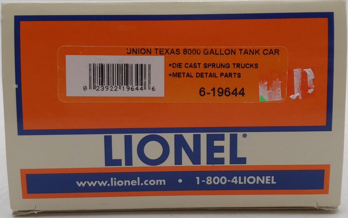 Lionel 6-19644 O Gauge Union Texas 8000 Gallon Tank Car #9922 LN/Box