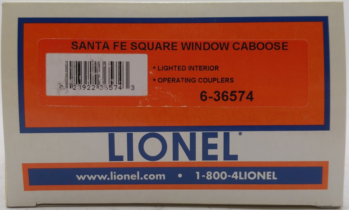 Lionel 6-36574 Santa Fe Square Window Caboose #999472 LN/Box